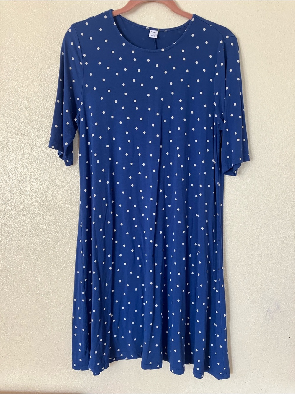 Old Navy Stretch Knit Polka Dot Swing Dress, L